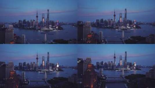 上海天际线傍晚航拍高清在线视频素材下载