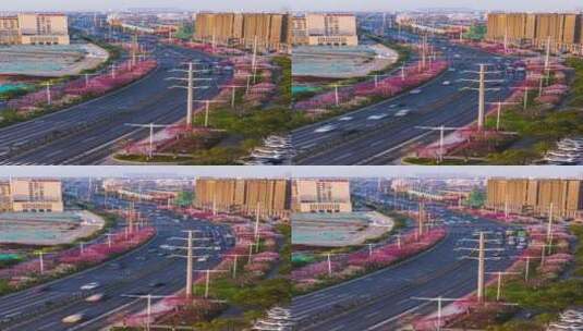 义乌春天城市交通车流风光延时摄影高清在线视频素材下载