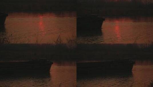 夕阳倒映在河里高清在线视频素材下载