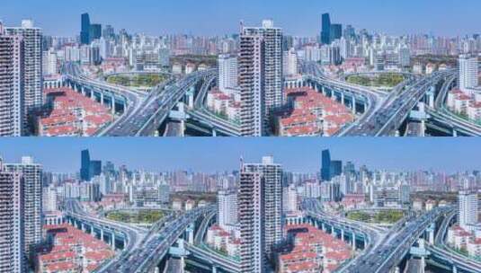 上海延安西路立交桥中午车流涌动延时高清在线视频素材下载