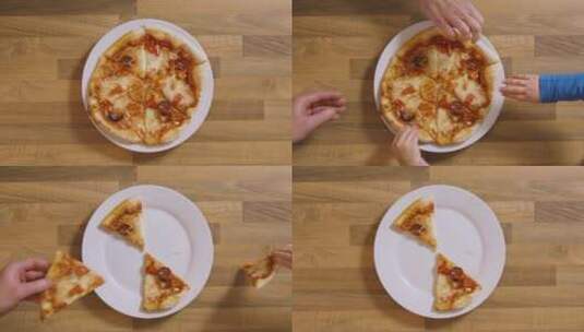 大家一起吃披萨高清在线视频素材下载