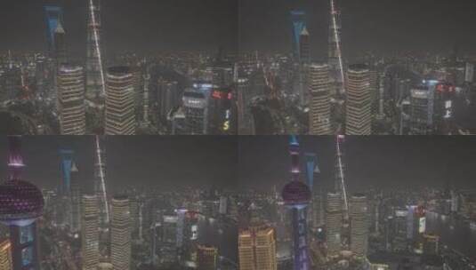 上海浦东陆家嘴东方明珠夜景航拍 4k log高清在线视频素材下载