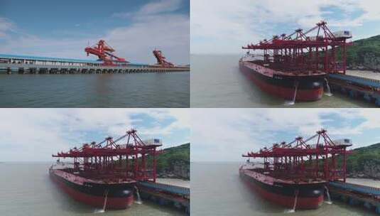 M1中国远洋运输散装船停靠舟山港鼠浪湖码头高清在线视频素材下载