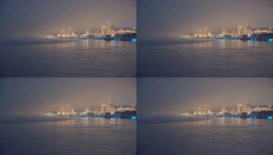 上海黄浦江岸建筑大雾美景高清在线视频素材下载