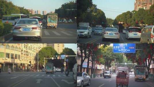 城市道路开车汽车行驶行车记录仪驾驶视角高清在线视频素材下载
