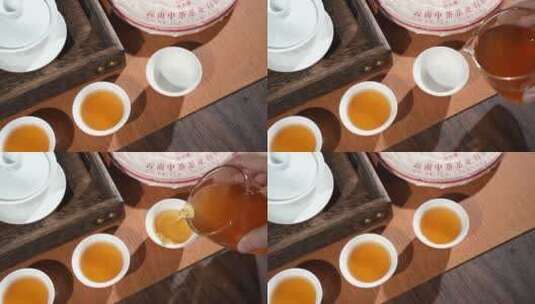普洱茶茶汤倒茶茶水高清在线视频素材下载