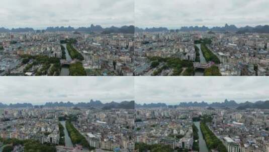 广西桂林城市市区实拍航拍视频高清在线视频素材下载