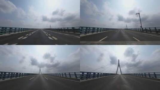 开车行驶在大桥上第一视角高清在线视频素材下载