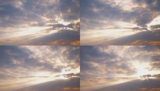 城市阳光穿透云层 耶稣光丁达尔效应高清在线视频素材下载