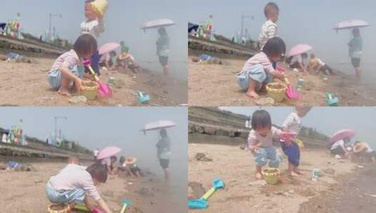 玩泥沙玩水的孩子高清在线视频素材下载