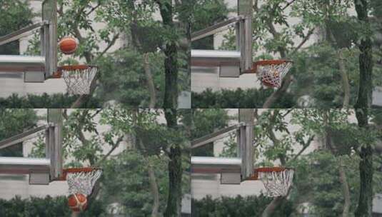 篮球投篮入篮筐特写高清在线视频素材下载