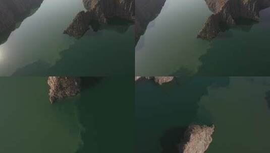 大坝中蓝色的水库湖水高清在线视频素材下载