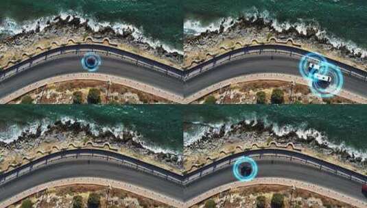 自动驾驶汽车在海岸动画4K高清在线视频素材下载