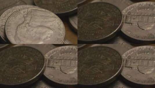 旋转股票镜头拍摄的美国镍币（硬币-0.05美元）-MONEY 0194高清在线视频素材下载