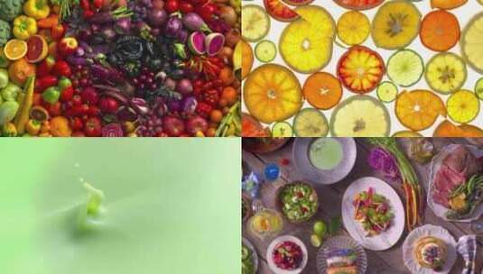 动感时尚新鲜的水果蔬菜美食制作特写视频高清在线视频素材下载
