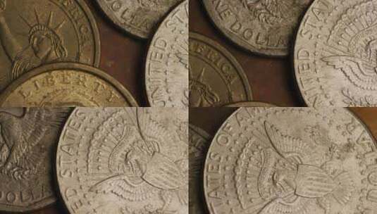 美国货币硬币的旋转库存镜头-MONEY 0345高清在线视频素材下载