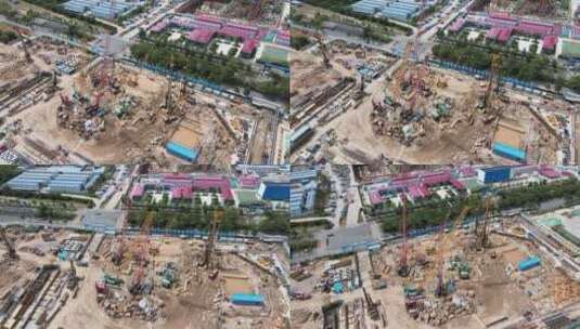 深圳滨海大道旁的超级总部基地建筑工地航拍高清在线视频素材下载