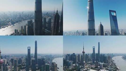上海地标陆家嘴4K航拍高清在线视频素材下载