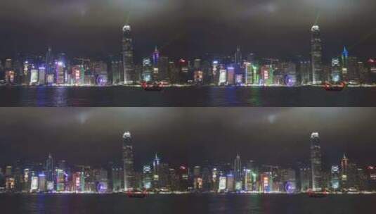 香港夜间灯光表演高清在线视频素材下载