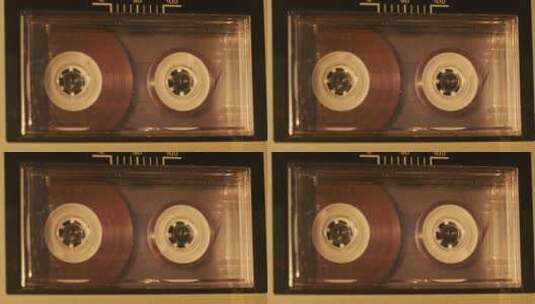 复古录音机中的盒式磁带播放高清在线视频素材下载