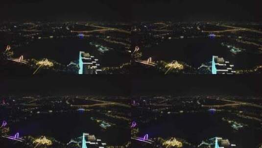 绍兴城市夜景灯光交通航拍高清在线视频素材下载