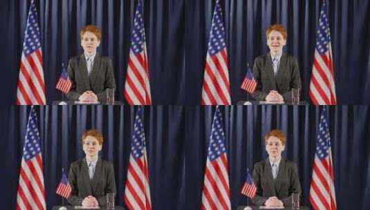 美国女政治家在记者招待会上发言高清在线视频素材下载