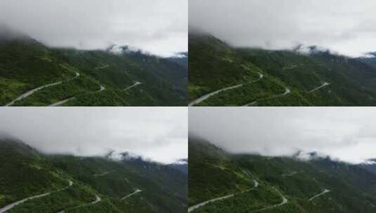 云海下的山间盘山公路高清在线视频素材下载