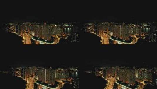 香港沙田区夜景城市交通高楼灯光D高清在线视频素材下载