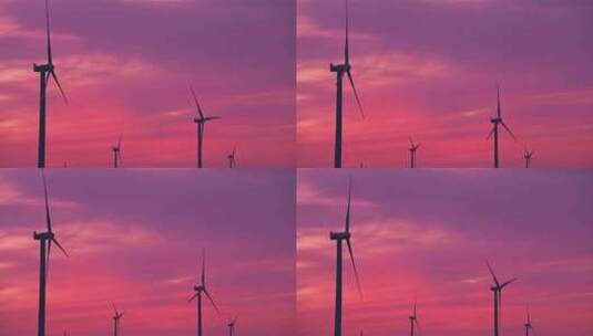农村稻田里的风力发电机高清在线视频素材下载