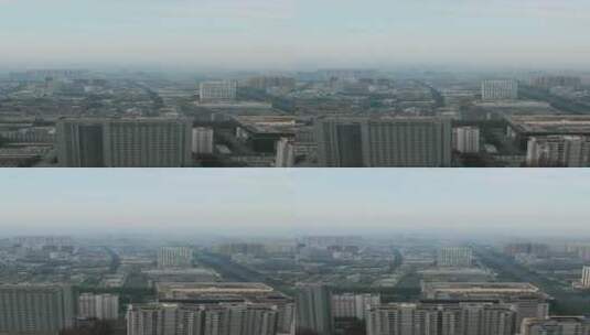 山东淄博城市清晨日出竖屏航拍高清在线视频素材下载