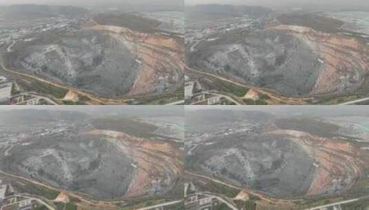 亚洲最深的大孤山铁矿矿坑高清在线视频素材下载