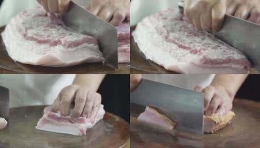 切猪肉实拍高清在线视频素材下载