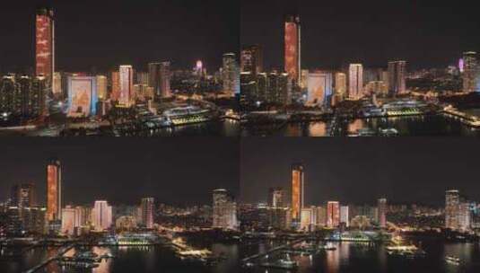 航拍厦门城市风光夜景高清在线视频素材下载
