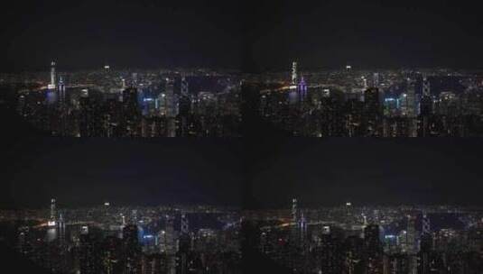 太平山顶看香港夜景晚上城市建筑夜晚风光高清在线视频素材下载