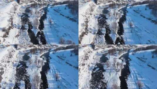 阿尔山不冻河 哈拉哈河高清在线视频素材下载
