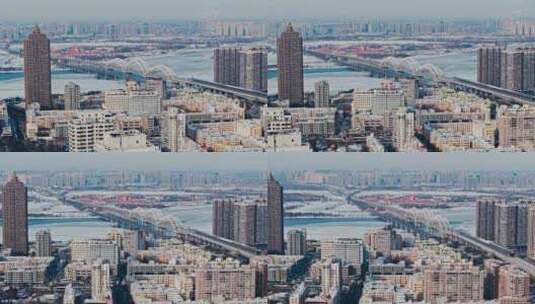 哈尔滨城市航拍高清在线视频素材下载