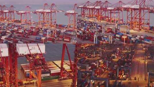 广州最大港口南沙港货运码头航拍高清4K视频高清在线视频素材下载