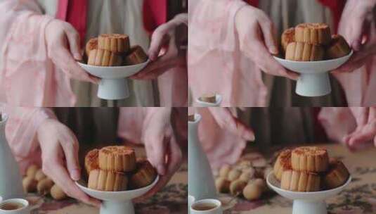 中秋节月饼节日氛围静物美食高清在线视频素材下载