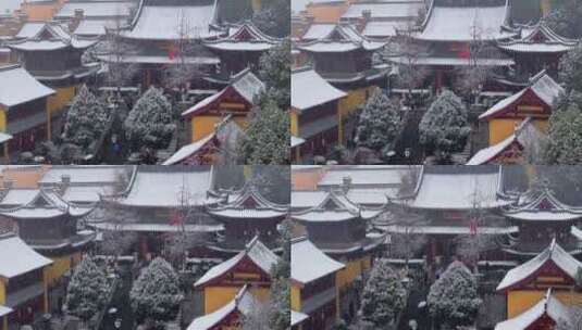 南京古鸡鸣寺雪景航拍高清在线视频素材下载