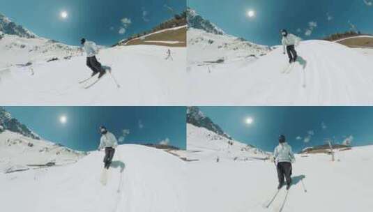 FPV航拍自由式滑雪高清在线视频素材下载