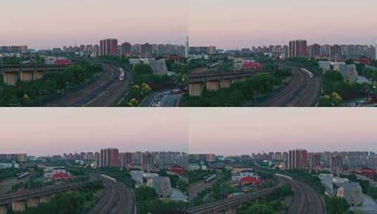 辽宁沈阳城市中行驶的高铁复兴号高清在线视频素材下载