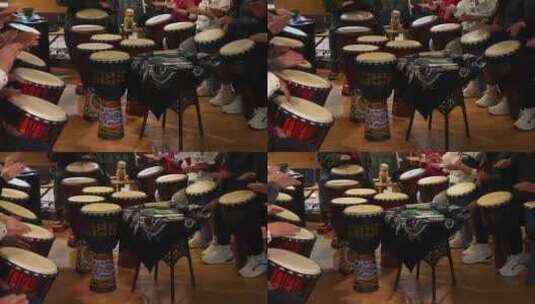 云南丽江古城手鼓乐器教学培训演奏现场高清在线视频素材下载