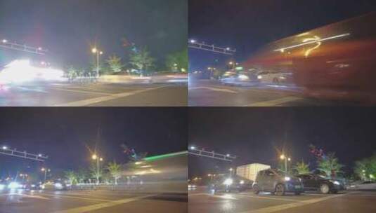 城市夜晚马路车辆车流延时摄影高清在线视频素材下载