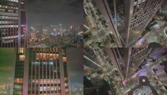 平安金融中心夜晚夜景深圳航拍城市地标高楼高清在线视频素材下载