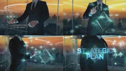 具有战略计划全息图概念的商人高清在线视频素材下载