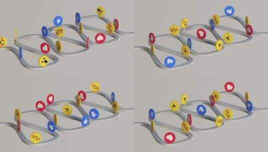 社交媒体独特的设计表情符号和喜欢3D动画高清在线视频素材下载