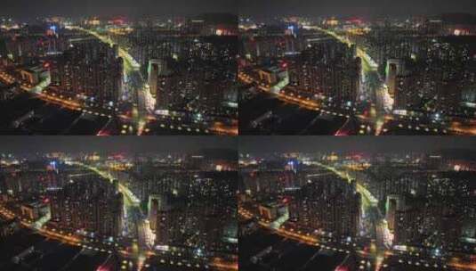 广西桂林临桂区夜景航拍高清在线视频素材下载