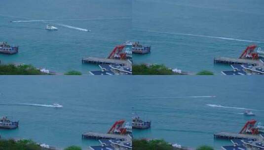 海南三亚城市风光游艇海湾海港高清在线视频素材下载