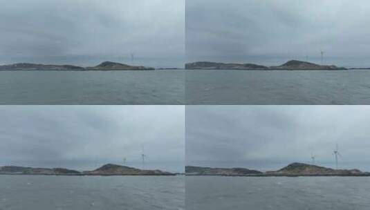 阴天海岛航拍大海岛屿乌云海洋下雨天海岸线高清在线视频素材下载
