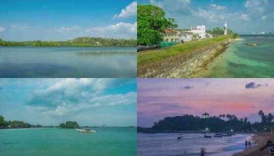 斯里兰卡海边美景延时摄影高清在线视频素材下载